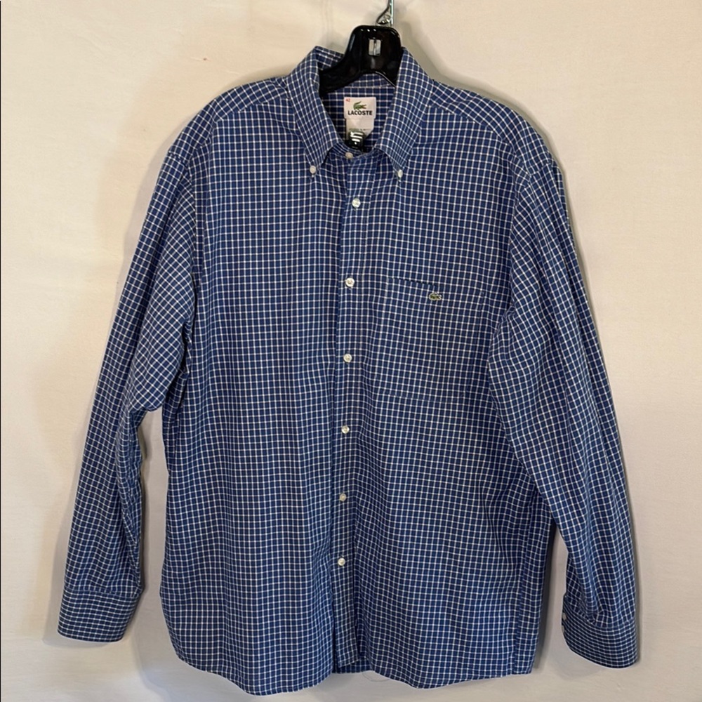Lacoste Men's Blue Checkered Shirt Size 42